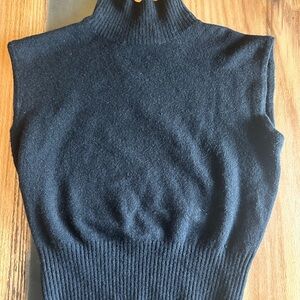 Double Zero Black Sleeveless Turtleneck Sweater
